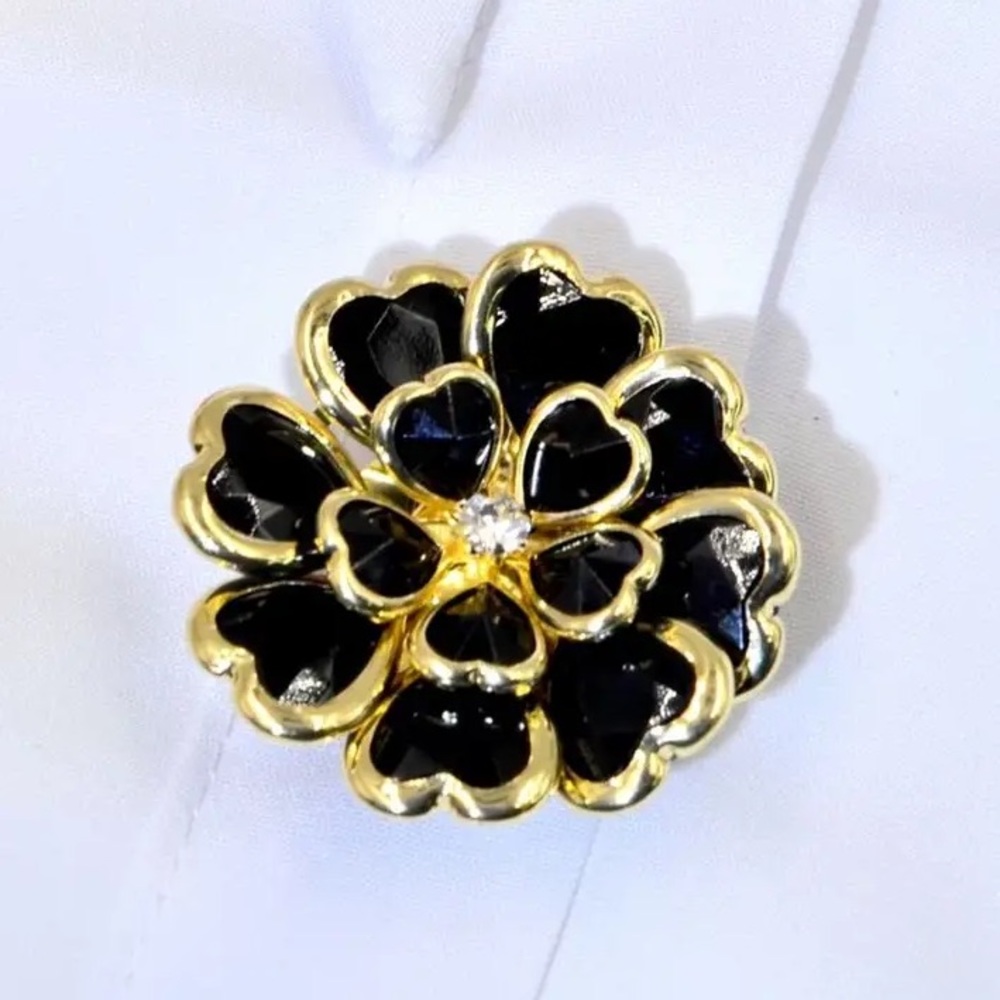 Large Shirt Button Covers, Buckle Drop Oil Flower Black 1Pcs